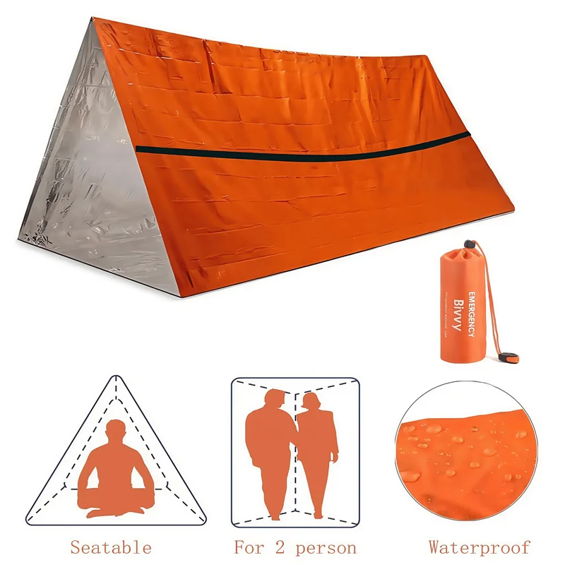 Emergency Mylar Tent - 2인용 비상 생존 쉼터 방수 마일라
