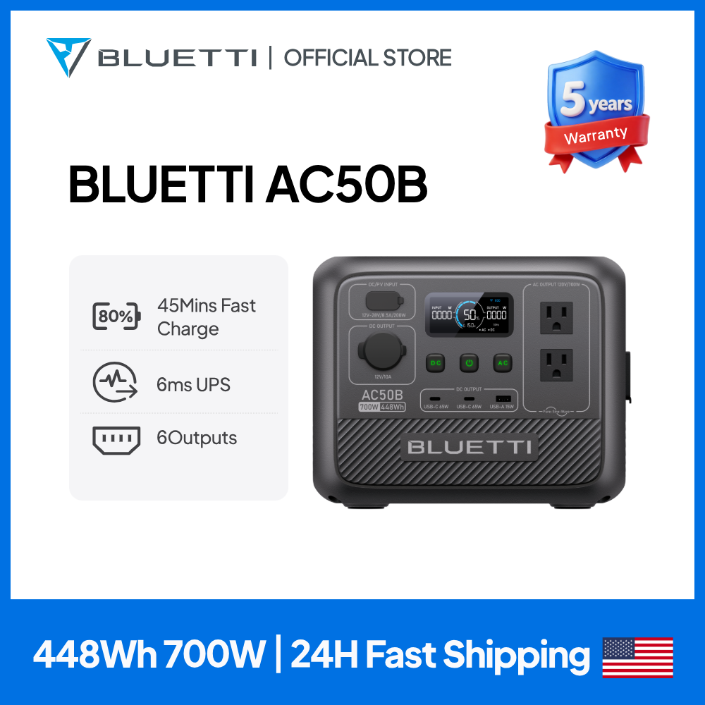 Solar Emergency Charger - 블루에티 AC50B 휴대용 파워스테이션 700W 448Wh