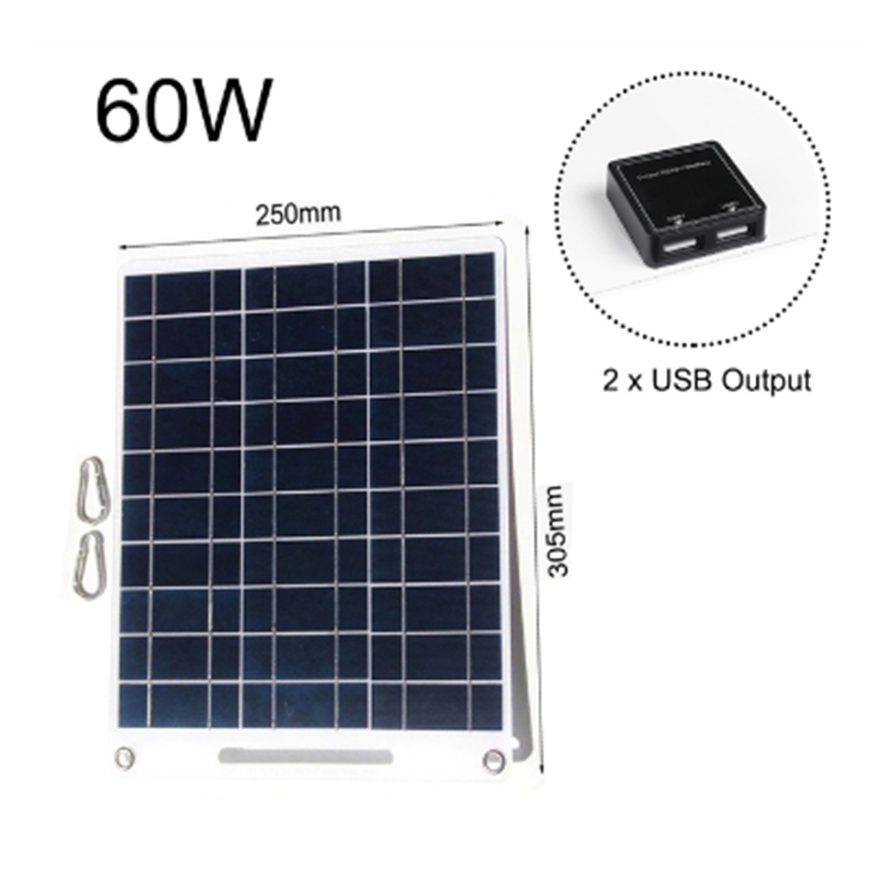 새로운 60W 태양 전지 패널 휴대용 5V 듀얼 USB - Solar Emergency Charger 리뷰 및 가격